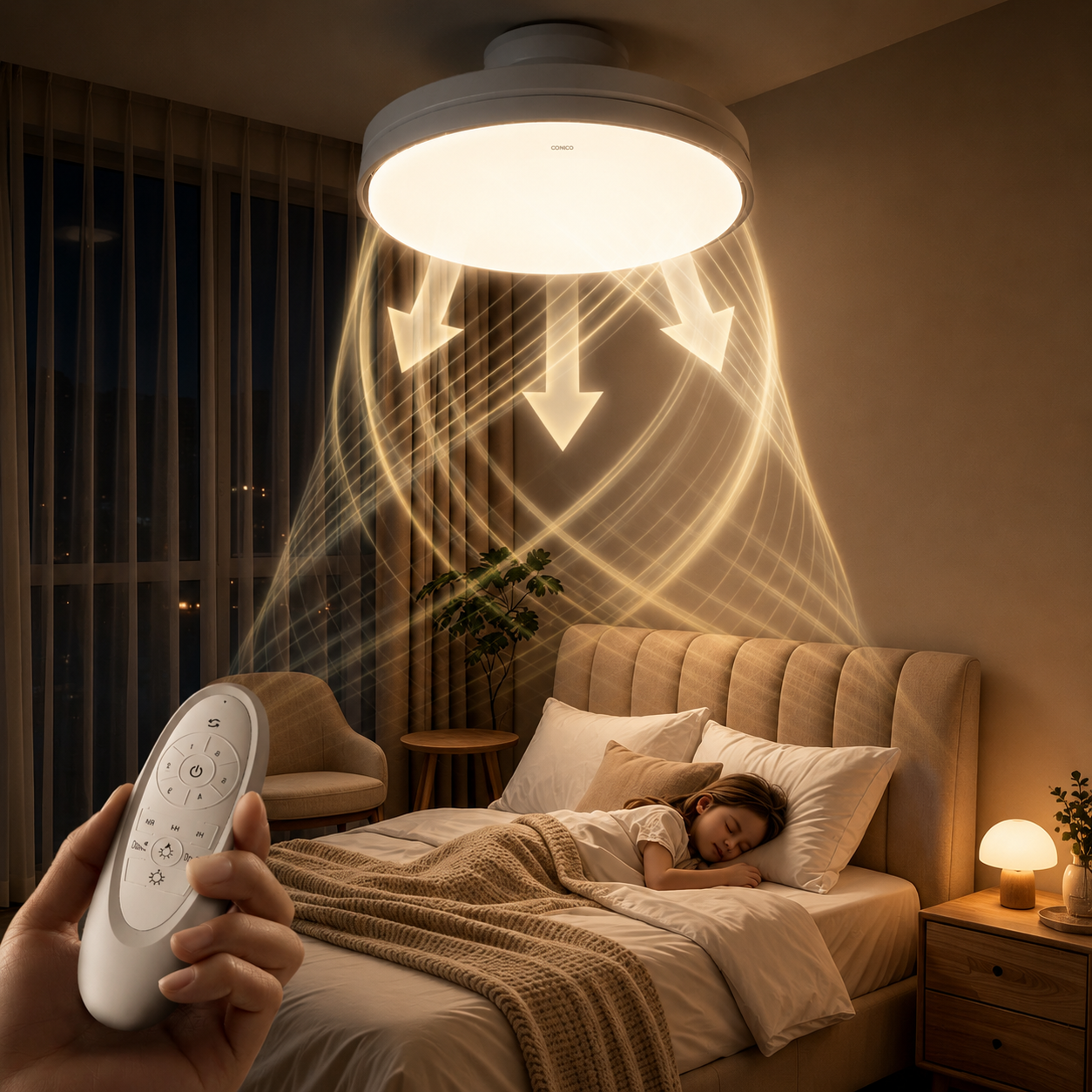 Ventilateur de Plafond Sans Pales avec Lumière LED – Silencieux & Télécommandé